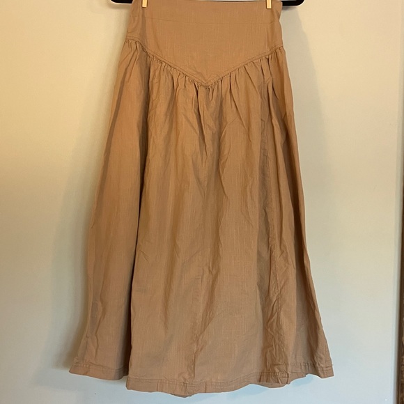 Dresses & Skirts - Tan Women's Skirt Light Linen Cottagecore Castlecore high waistline